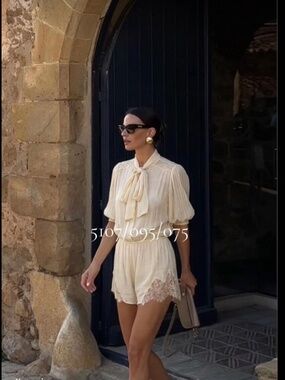 ZARA ZW COLLECTION LACE SHORT JUMPSUIT ECRU BEIGE S M 5107/095/075 NEW NWT VIRAL